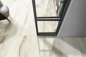 Piastrella da pavimento interno 75 x 150 cm Sp. 9 mm rettificato Jolie in gres porcellanato lucido bianco crema traffico molto intenso (pei 5/5) 2.25 mq