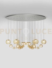 Oto sospensione cha ambra rigadin nickel satinato 9 luci attacco g9