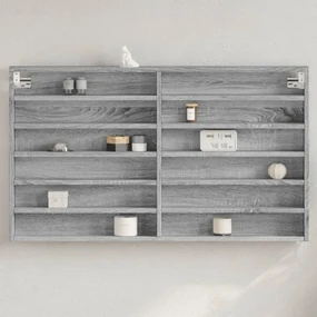 Armadietto Vetrina Grigio Sonoma 100x8,5x58cm Legno Multistrato /