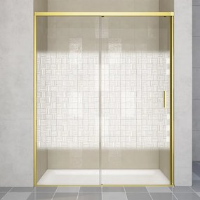 Porta doccia scorrevole Jazz, L 158-159.5 cm x H 200 cm x SP 6 mm, profilo dorato, vetro smerigliato