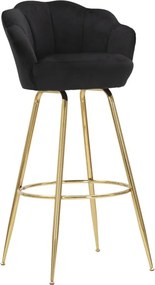Sgabello Bar Vienna Nero 55x53x110 cm Spugna e Tessuto e Metallo Nero e Oro...