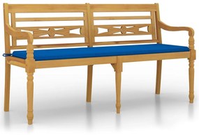 Panchina batavia cuscino blu reale 150 cm legno massello teak