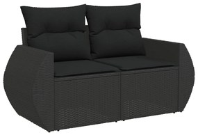 Set divani da giardino 5 pz con cuscini in polyrattan nero