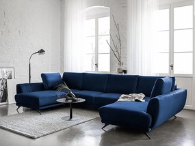 Divano letto matrimoniale angolare Melbourne - Tessuto blu