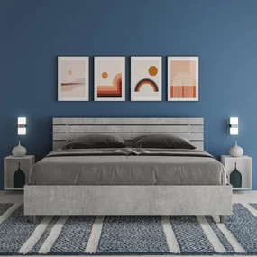 Letto senza rete 160x190 testata dritta con doghe cemento Ankel