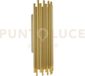 Pan applique a parete in metallo oro doppia emissione 2 luci attacc...