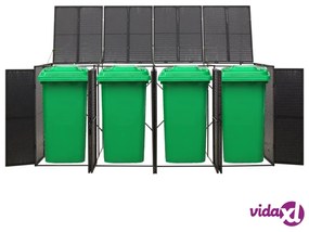 vidaXL Copribidone Quadruplo Nero 274x80x117 cm in Polyrattan