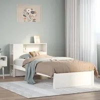 Letto Libreria senza Materasso Bianco 100x200 cm Legno di Pino 3322376