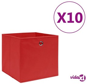 vidaXL Contenitori 10 pz in Tessuto non Tessuto 28x28x28 cm Rosso