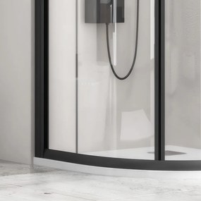 Box doccia 80x80 semicircolare telaio nero vetro trasparente KF2000B - KAMALU
