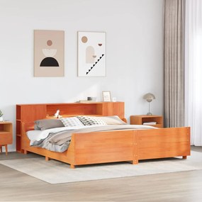 Giroletto Senza Materasso Marrone Cera 200x200 Cm Legno Di Pino /