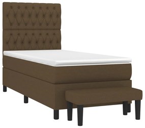 Giroletto a molle con materasso marrone scuro 90x190cm tessuto