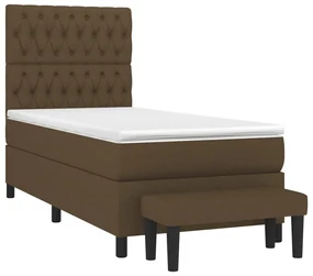 Giroletto a molle con materasso marrone scuro 90x190cm tessuto