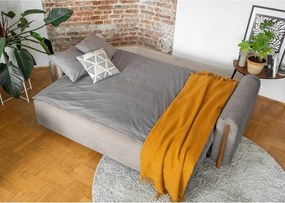 Divano marrone chiaro allungabile/con contenitore e rivestimento in velluto a coste 244 cm Arcadova – ELTAP