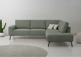 Divano angolare verde (con penisola a destra/a L) con rivestimento in ciniglia Amsterdam – Scandic