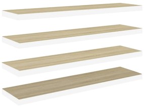 Scaffali a parete 4 pz rovere e bianco 120x23,5x3,8 cm in mdf