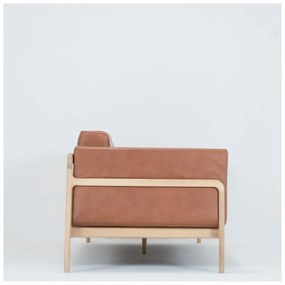 Divano in pelle di bufalo marrone cognac con struttura in rovere massiccio , 240 cm Fawn - Gazzda