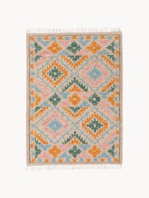 Tappeto kilim tessuto a mano con bordi a frange Zohra