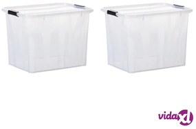 vidaXL Scatole Trasparenti Portaoggetti con Coperchio 2 pz da 55 L