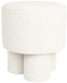 Poggiapiedi bianco con rivestimento in bouclé Marcos – White Label