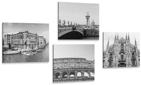 Set di quadri – Città storiche in bianco e nero