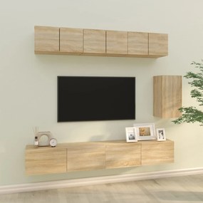 Set Di Mobili Porta Tv 6 Pz Rovere Sonoma İn Legno Multistrato /