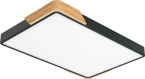 Plafoniera LED Rettangolare 30W CCT 60x40cm Legno/Nero