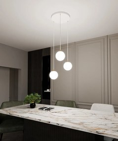 Lampadario a sospensione in Acciaio ROYAL 3 Nero/Bianco e Oro 3xE14