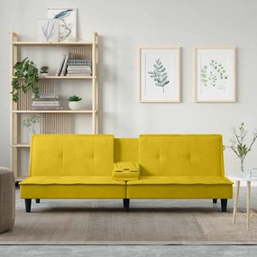 Divano Letto Con Portabicchieri İn Velluto Giallo /