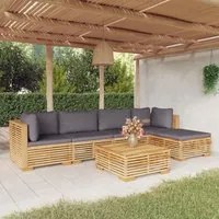 Set Divani da Giardino 6 pz con Cuscini Legno Massello di Teak 3100898