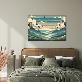 Quadro su tela – Mongolfiere sopra paesaggio montano