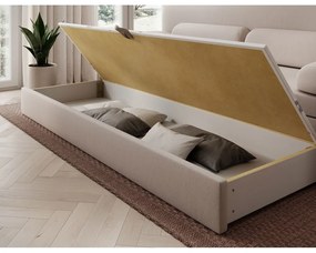 Divano beige allungabile/con contenitore e rivestimento in velluto 236 cm Elioss – ELTAP