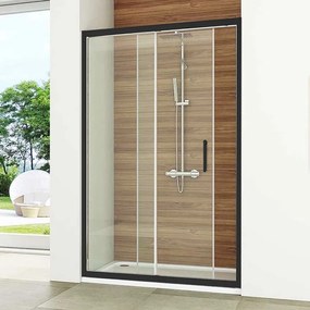 Porta doccia scorrevole Easy L 120 x H 190cm, Sp. 6 mm in vetro vetro senza finitura / trasparente profilo nero