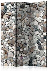 Paravento design Ciottoli Spiaggia (3-parti) - mosaico sassolini