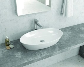 Lavabo ovale 60cm in ceramica Slim bianca |  Litos-0016 - KAMALU