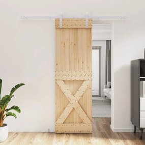 Porta Scorrevole Con Set Hardware 70x210 Cm Legno Massello Pino /