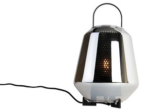 Lampada da tavolo Art Déco nera con vetro fumé 23 cm - Kevin