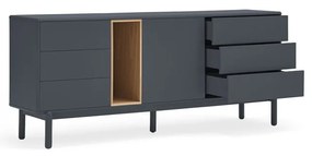 Cassettiera bassa grigio scuro 180x76 cm Corvo - Teulat