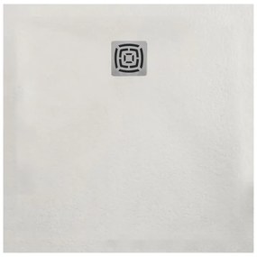 Piatto doccia in resina FS25 bianco L 80 x L 80 x H 3 cm effetto pietra