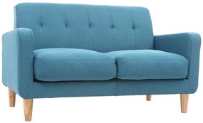 Divano design scandinavo a 2 posti tessuto blu anatra LUNA