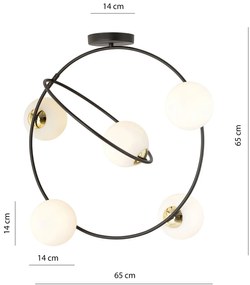 Lampadario Minimal Inanna Acciaio Nero Oro 5 Luci E14 Ip20