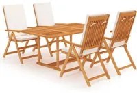 Set da Pranzo da Giardino 5 pz con Cuscini in Legno di Teak 3059543