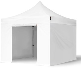 TOOLPORT 3x3m gazebo pieghevole PES con laterali, PROFESSIONAL alluminio, bianco - (600136)