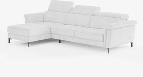 Capri Divano letto angolare con penisola contenitore e poggiatesta reclinabili - elegante tessuto smacchiabile T30