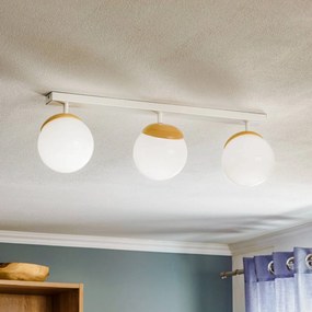 Eko-Light Plafoniera Sfera a 3 luci dirette lunghe vetro/legno