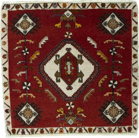 Shiraz Tappeto 60 x 60 Rosso (Iran) Annodato A Mano