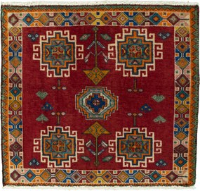Shiraz Tappeto 60x70 Rosso (Iran) Annodato A Mano