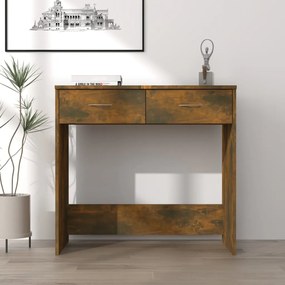 Scrivania Rovere Fumo 80x40x75 Cm İn Legno Multistrato /