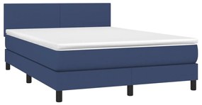 Letto a molle con materasso e led blu 140x200 cm in tessuto