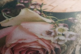 Stampa su tela – Rose e cuore in juta